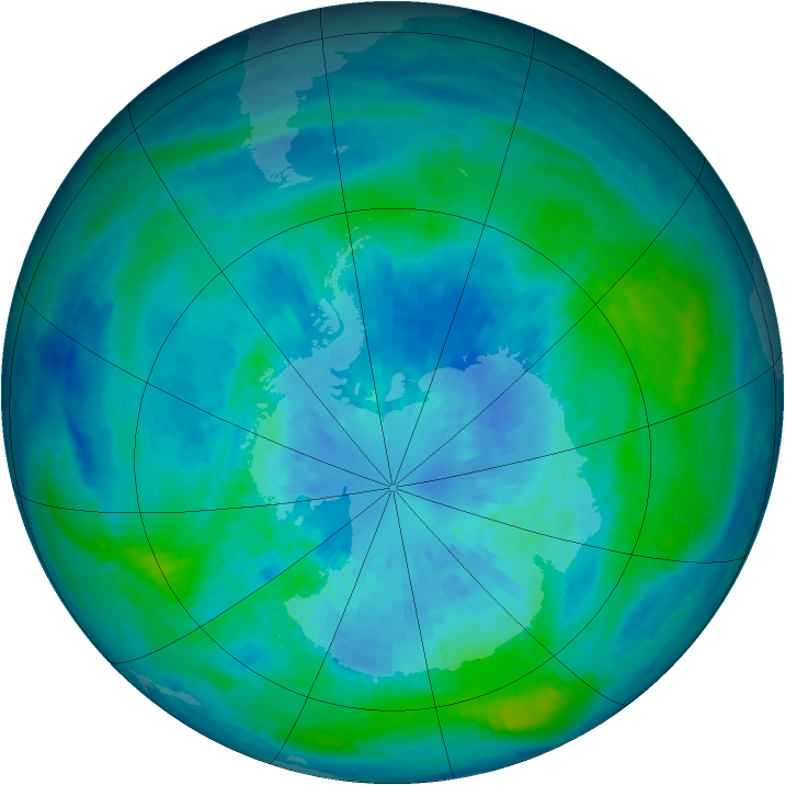 Antarctic ozone map for 26 March 2004